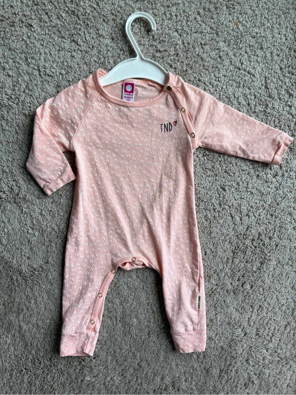 TND Pink Heart Detail Infant Footie One-Piece
